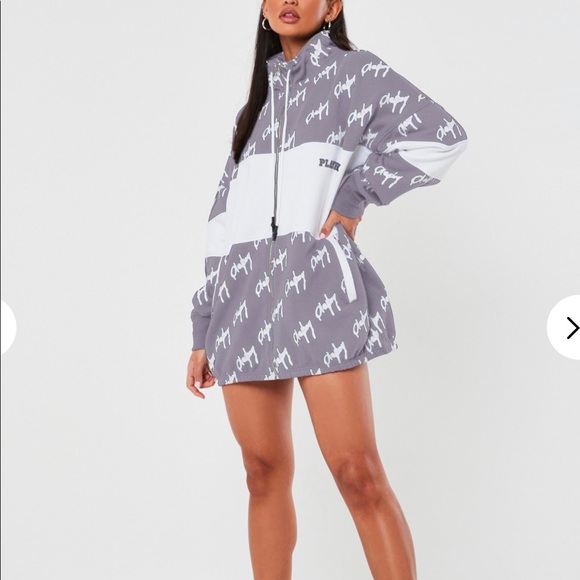 Playboy Grey Color Block Zip Through Sweatshirt - Picture 2 of 5